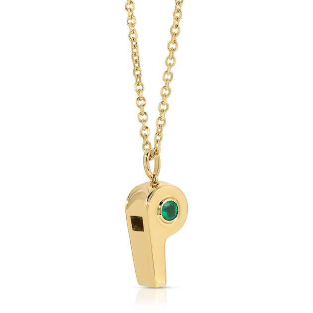 anita ko GOLD AND COLOMBIAN EMERALD WHISTLE