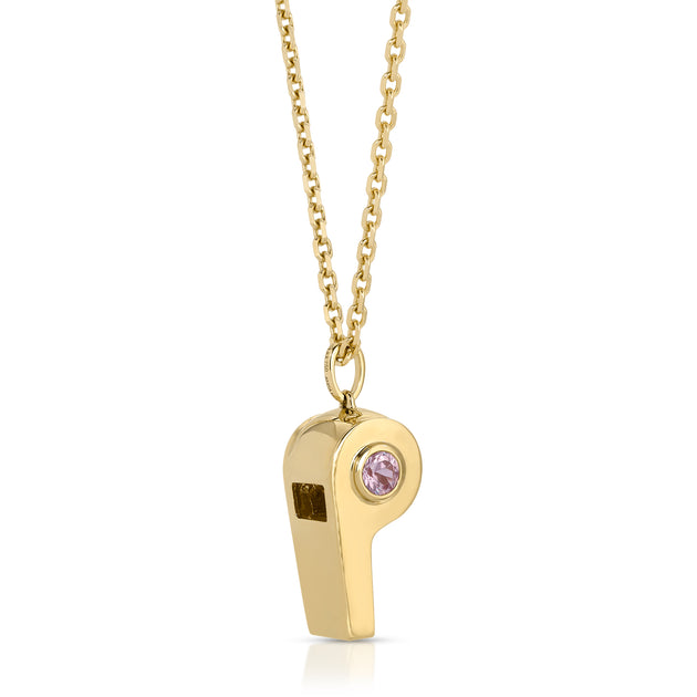 Anita Ko GOLD AND PINK SAPPHIRE BABY WHISTLE