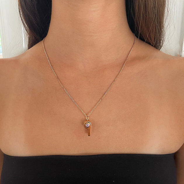 Anita Ko GOLD AND PINK SAPPHIRE BABY WHISTLE