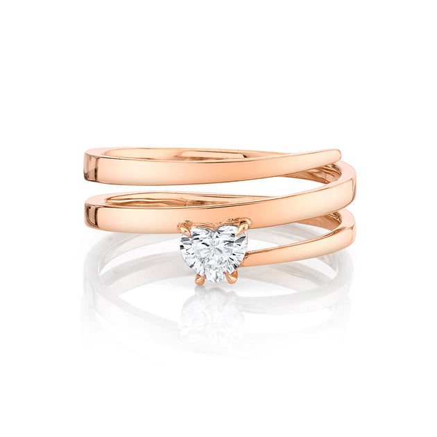 Anita Ko GOLD COIL RING WITH HEART DIAMOND POINT