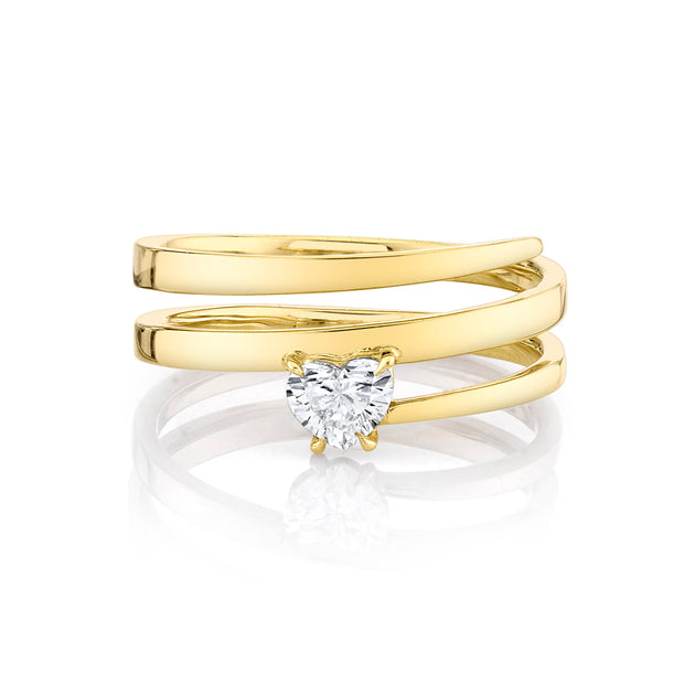 anita ko GOLD COIL RING WITH HEART DIAMOND POINT