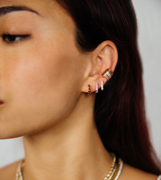 Anita Ko GRADUATED PINK SAPPHIRE HUGGIES