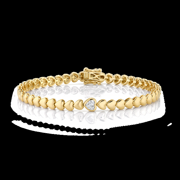 anita ko HEART WITH ONE BEZELED DIAMOND BRACELET