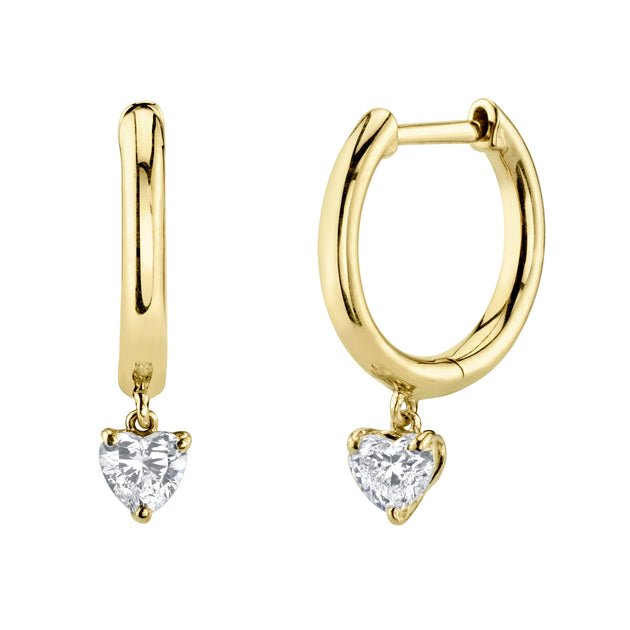 anita ko HUGGIES WITH HEART DIAMOND DROPS