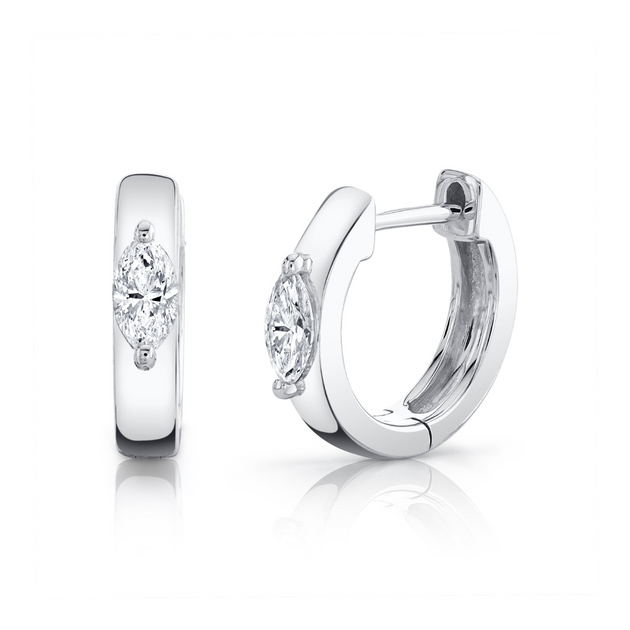 anita ko HUGGIES WITH MARQUISE DIAMOND CENTER