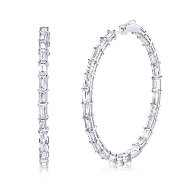 anita ko LARGE BAGUETTE DIAMOND HOOPS