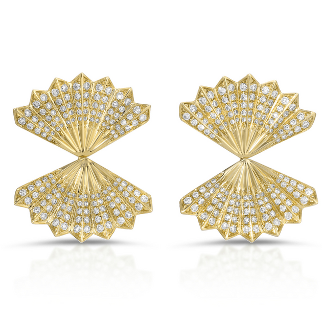 anita ko LARGE DIAMOND FAN EARRINGS