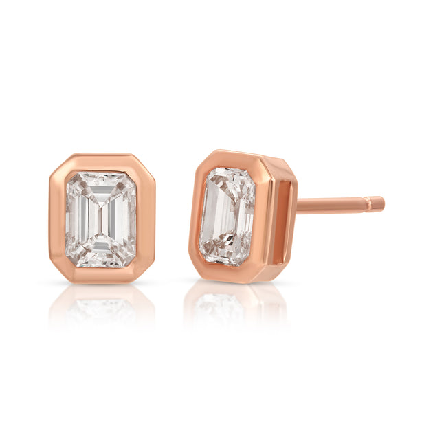 Anita Ko LARGE EMERALD CUT BEZEL DIAMOND STUDS