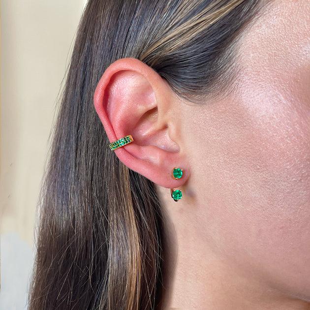Anita Ko LARGE EMERALD ORBIT EARRING