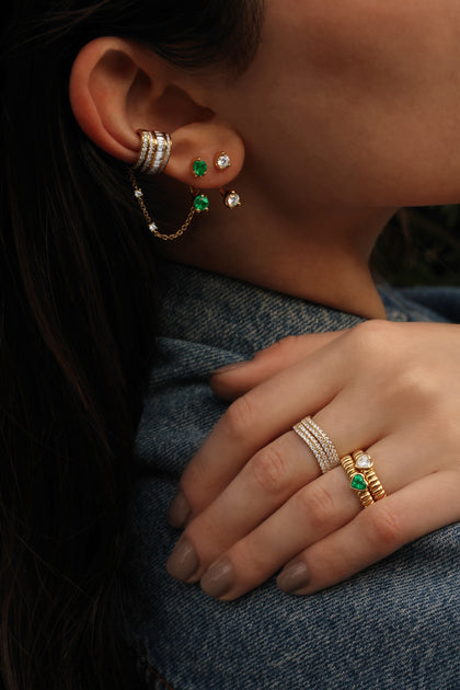 Anita Ko LARGE EMERALD ORBIT EARRING