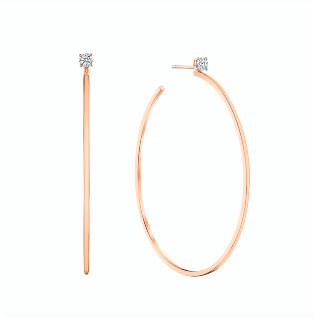 Anita Ko LARGE HOOPS WITH DIAMOND STUDS