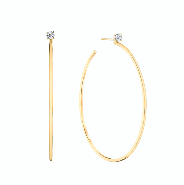 anita ko LARGE HOOPS WITH DIAMOND STUDS