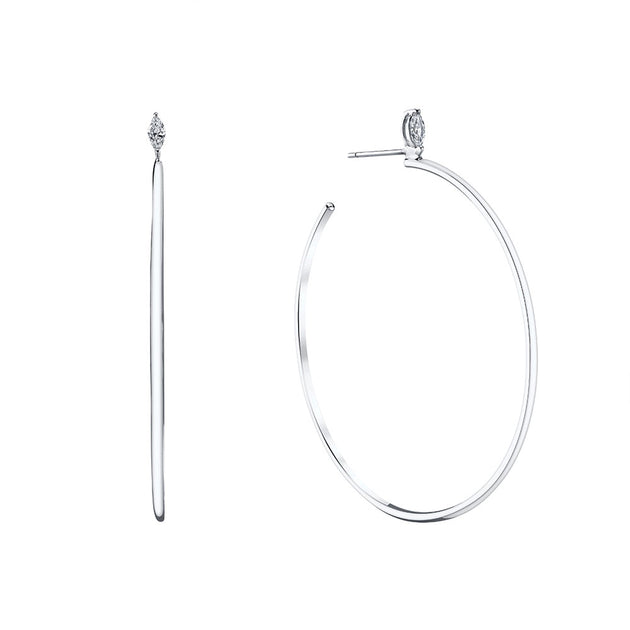 Anita Ko LARGE HOOPS WITH MARQUISE DIAMOND STUDS