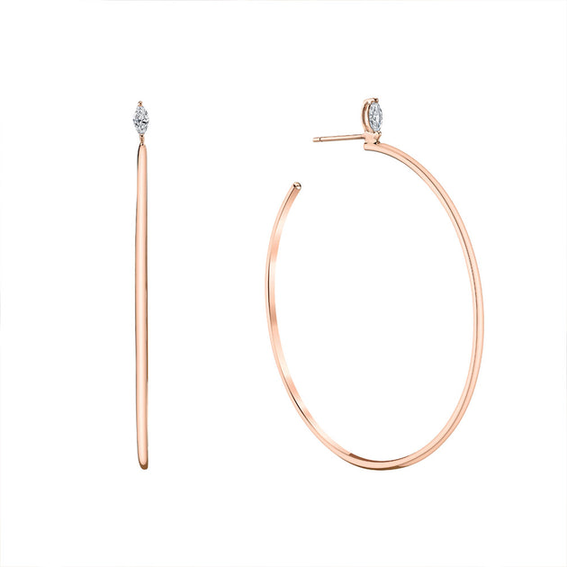 Anita Ko LARGE HOOPS WITH MARQUISE DIAMOND STUDS