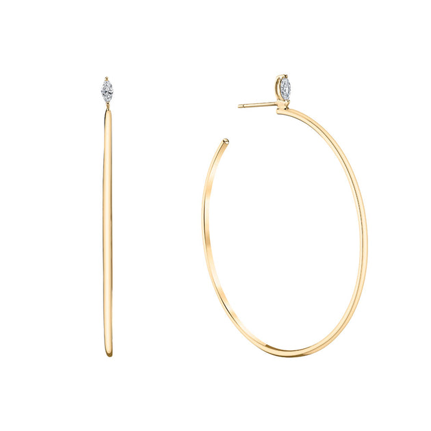 anita ko LARGE HOOPS WITH MARQUISE DIAMOND STUDS