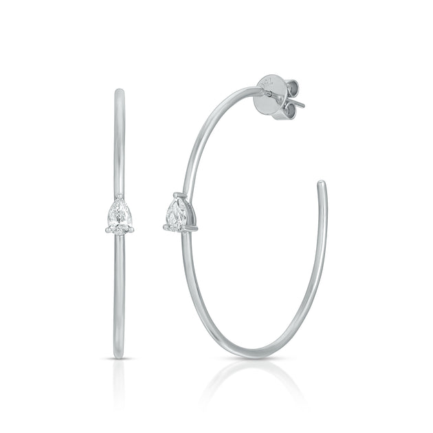 Anita Ko LARGE HOOPS WITH PEAR DIAMOND CENTER