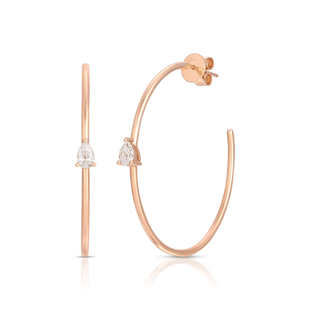 Anita Ko LARGE HOOPS WITH PEAR DIAMOND CENTER