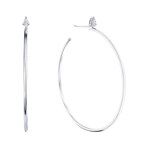 Anita Ko LARGE HOOPS WITH PEAR DIAMOND STUDS
