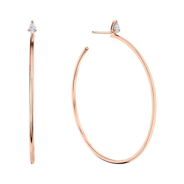 Anita Ko LARGE HOOPS WITH PEAR DIAMOND STUDS