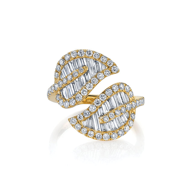 anita ko LARGE LEAF DIAMOND RING