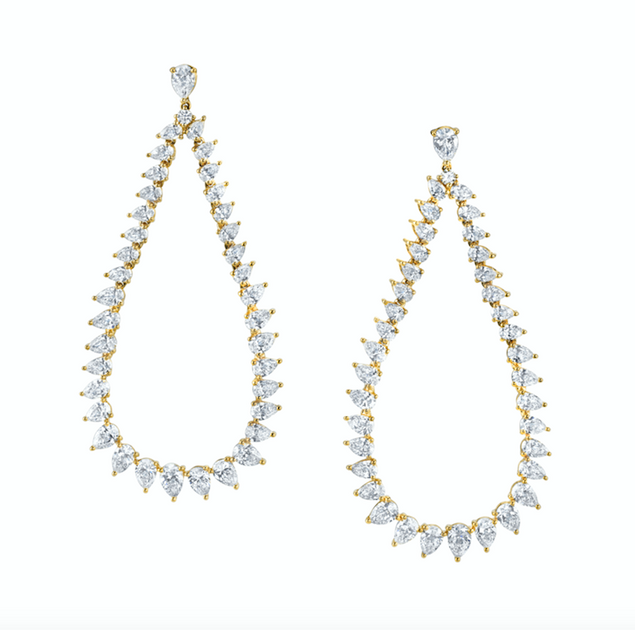 anita ko LARGE PEAR DIAMOND SWING EARRINGS