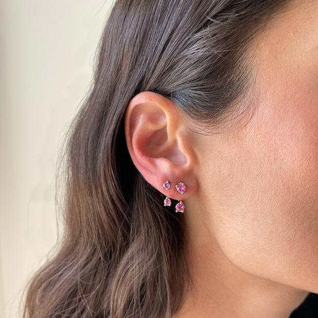 Anita Ko LARGE ROUND PINK SAPPHIRE ORBIT EARRING