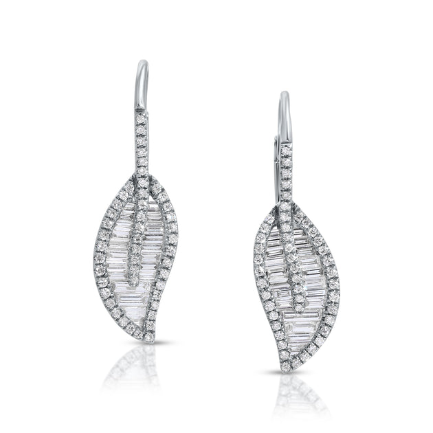 Anita Ko LEAF DROP EARRINGS WITH PAVE DIAMOND STEM