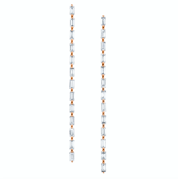 Anita Ko LONG BAGUETTE DIAMOND DROP EARRINGS