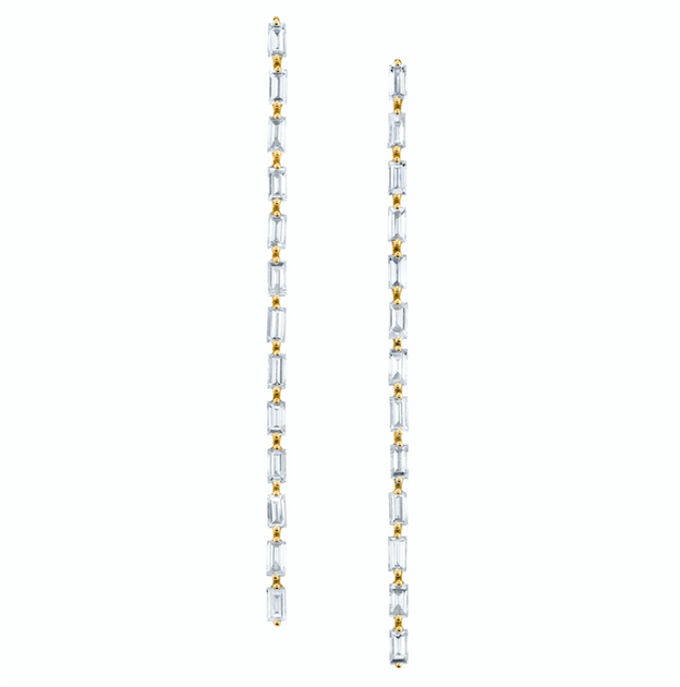 anita ko LONG BAGUETTE DIAMOND DROP EARRINGS