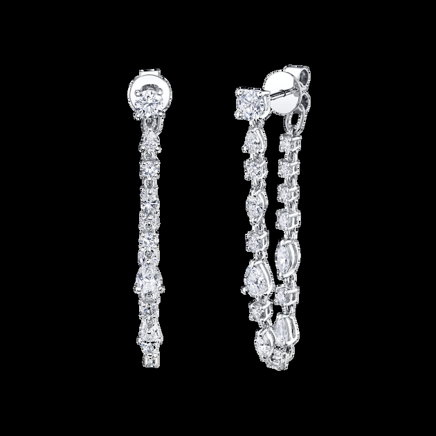 Anita Ko LONG MULTI SHAPED DIAMOND LOOP EARRINGS