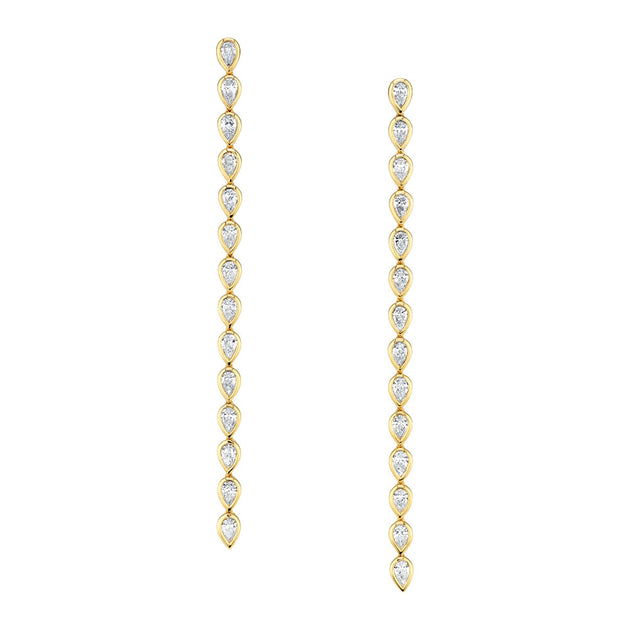 anita ko LONG PEAR DIAMOND BEZEL DROP EARRINGS