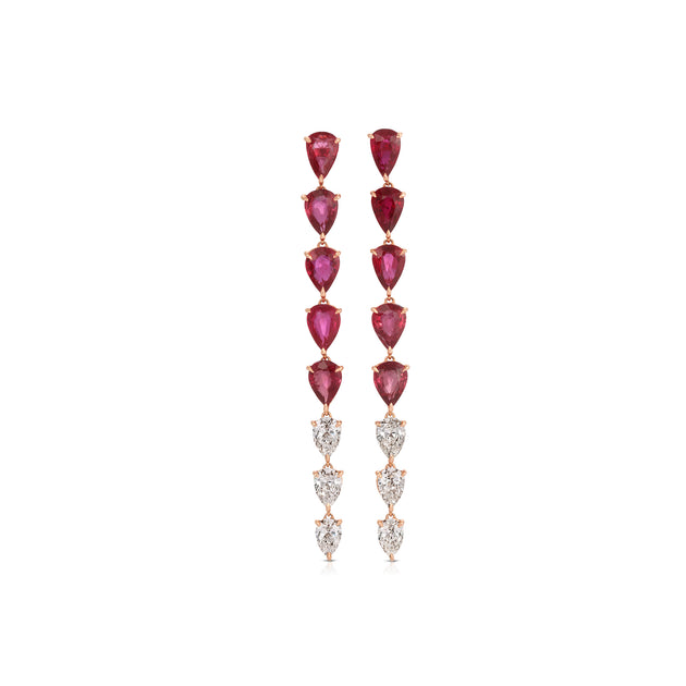 anita ko LONG RUBY AND DIAMOND PEAR DROP EARRINGS