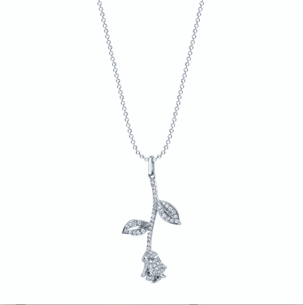 Anita Ko LONG STEM ROSE DIAMOND NECKLACE