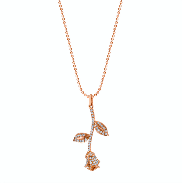 Anita Ko LONG STEM ROSE DIAMOND NECKLACE