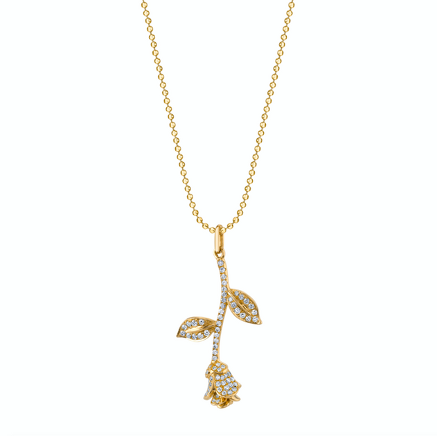 anita ko LONG STEM ROSE DIAMOND NECKLACE