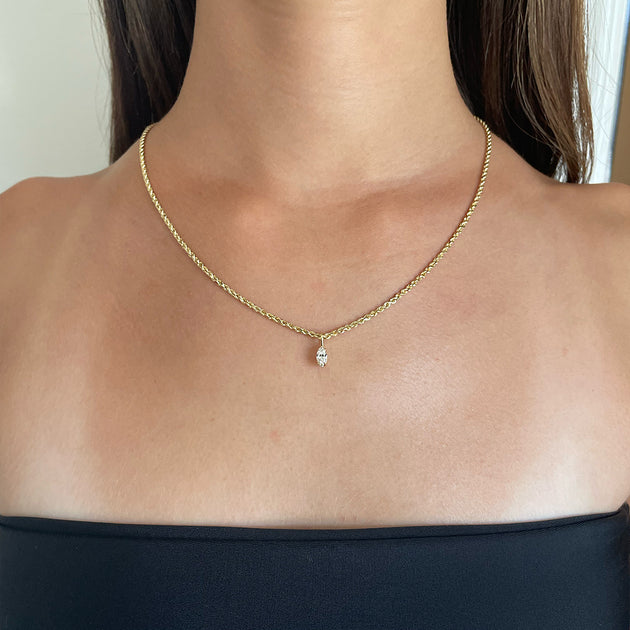 Anita Ko MARQUISE DIAMOND PENDANT ON ROPE CHAIN
