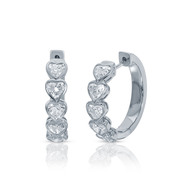 Anita Ko MEDIUM BEZEL HEART DIAMOND HOOPS
