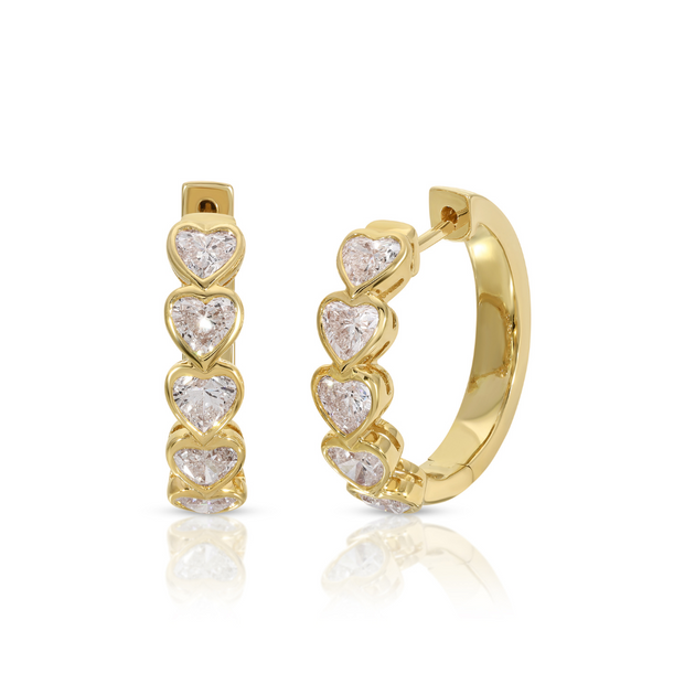 anita ko MEDIUM BEZEL HEART DIAMOND HOOPS