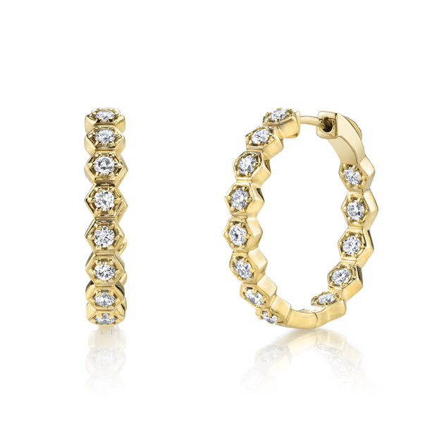 Anita Ko MEDIUM DIAMOND HONEYCOMB HOOPS