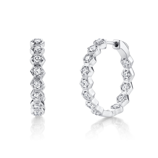 Anita Ko MEDIUM DIAMOND HONEYCOMB HOOPS