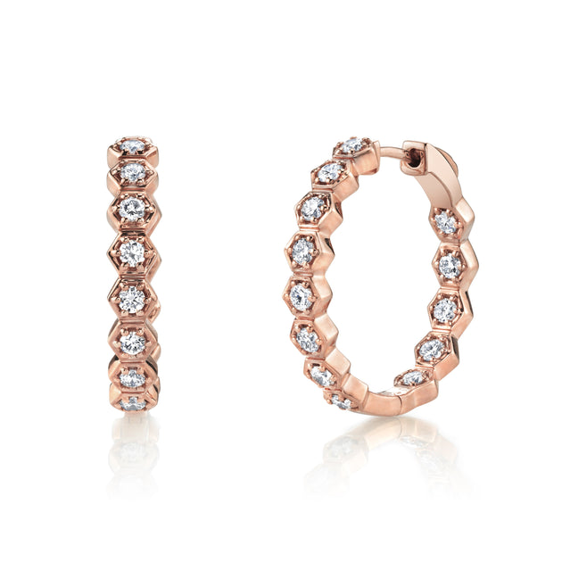 anita ko MEDIUM DIAMOND HONEYCOMB HOOPS