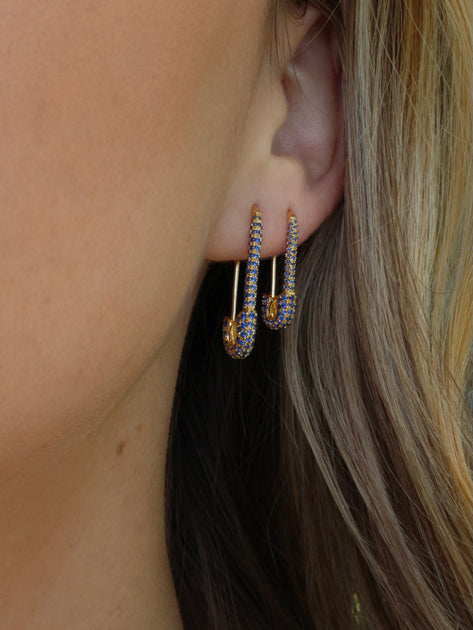 Anita Ko MINI BLUE SAPPHIRE SAFETY PIN EARRING