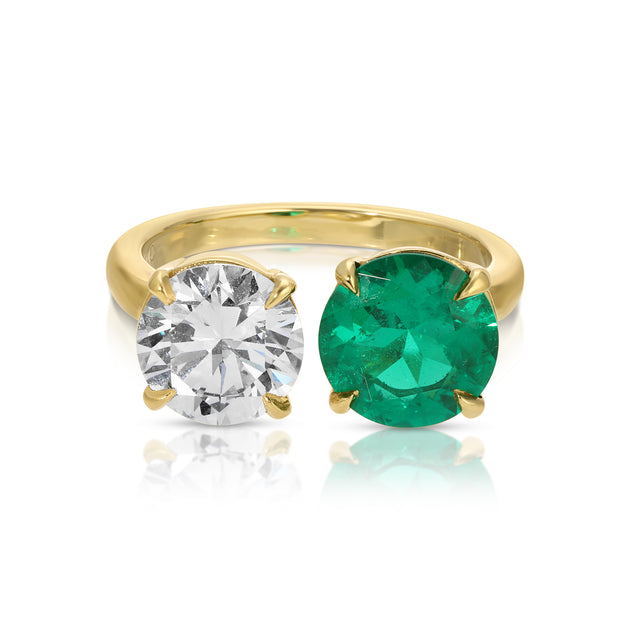 anita ko MOI ET TOI ROUND EMERALD AND DIAMOND RING