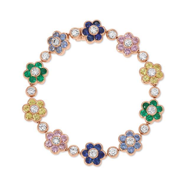 Anita Ko MULTI COLOR AND DIAMOND FLORA BRACELET