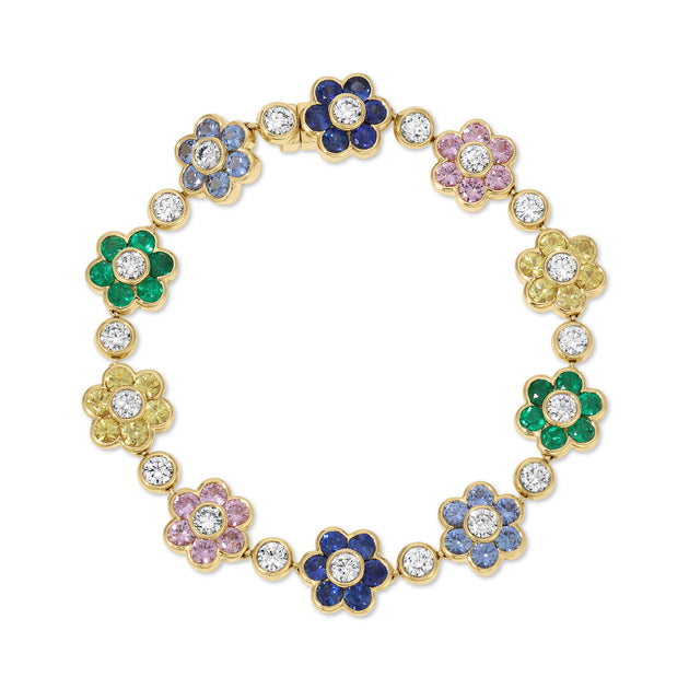 anita ko MULTI COLOR AND DIAMOND FLORA BRACELET