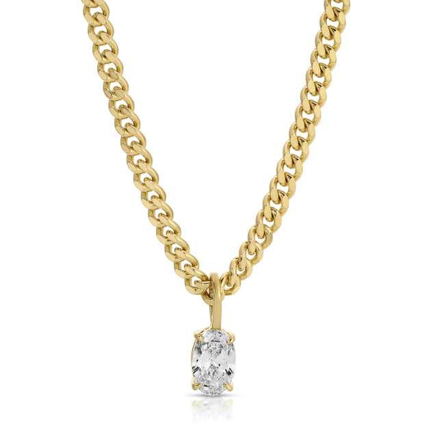 anita ko OVAL DIAMOND PENDANT ON BABY CURB CHAIN
