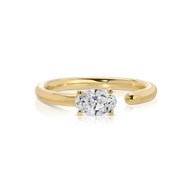 anita ko OVAL DIAMOND SATURN RING WITH .50CT OVAL