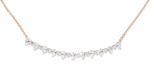anita ko PEAR AND ROUND DIAMOND CRESCENT NECKLACE