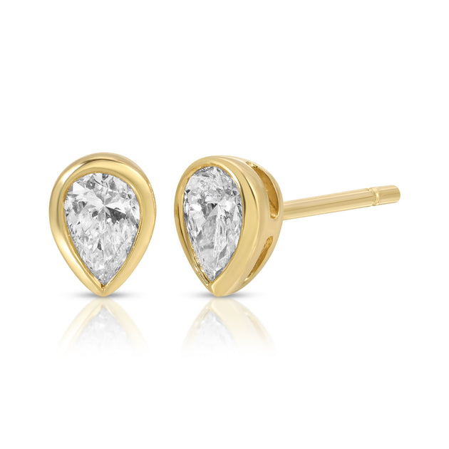 anita ko PEAR BEZEL DIAMOND STUDS