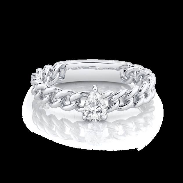 Anita Ko PEAR DIAMOND CHAIN LINK RING
